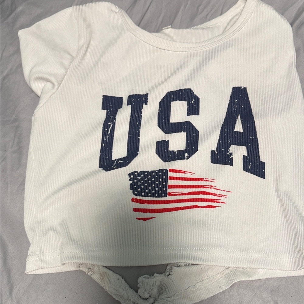 USA Flag Kids White T-Shirt